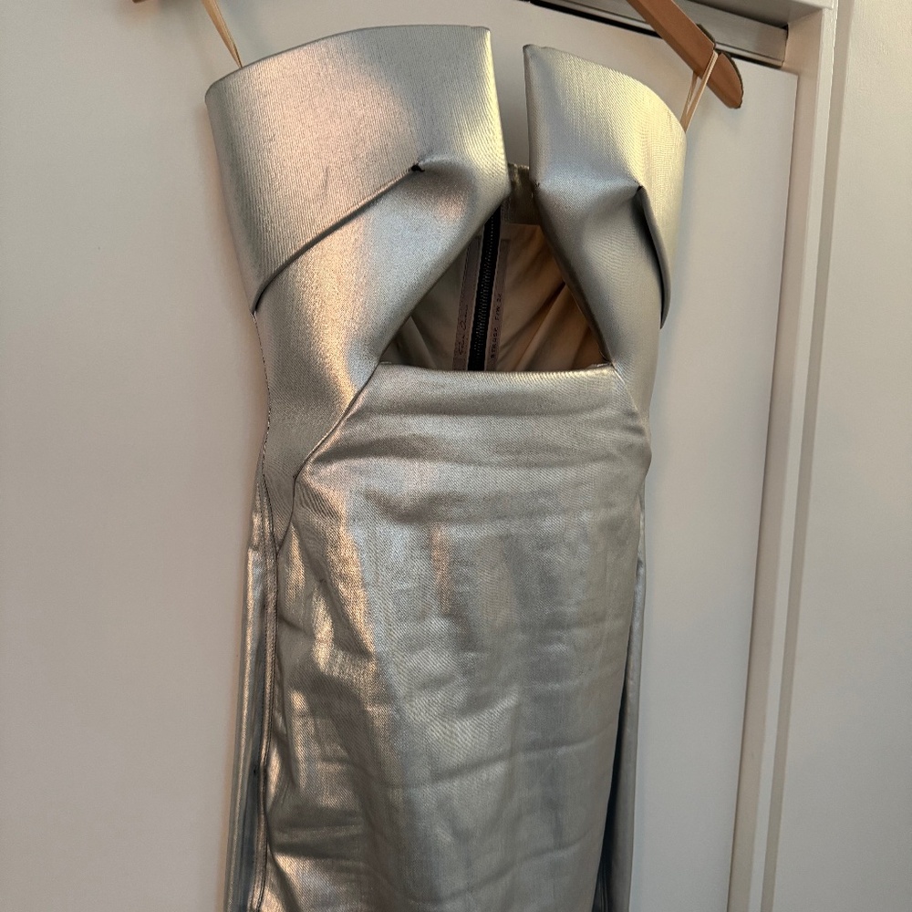 RICK OWENS METALLIC SILVER PRONG DRESS - Picture 5 of 7